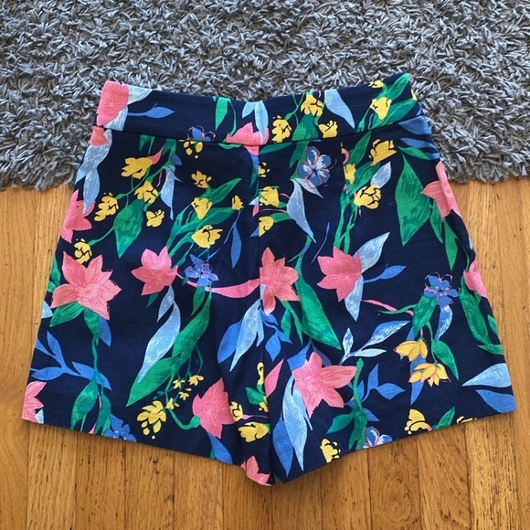 J Crew Floral Basketweave Blue Shorts with Side Zip Size 2 - Picture 10 of 13